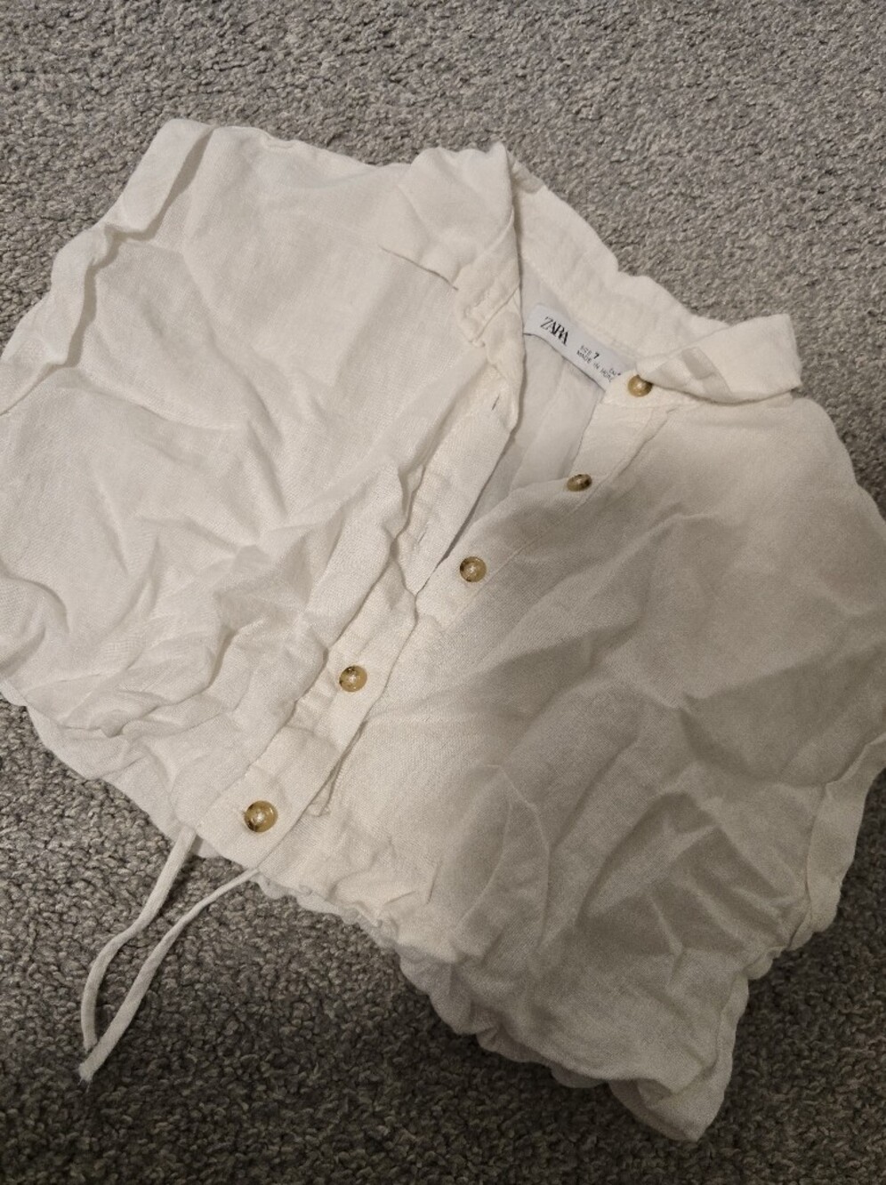 Lightweight Linen White Button Front Crop Top